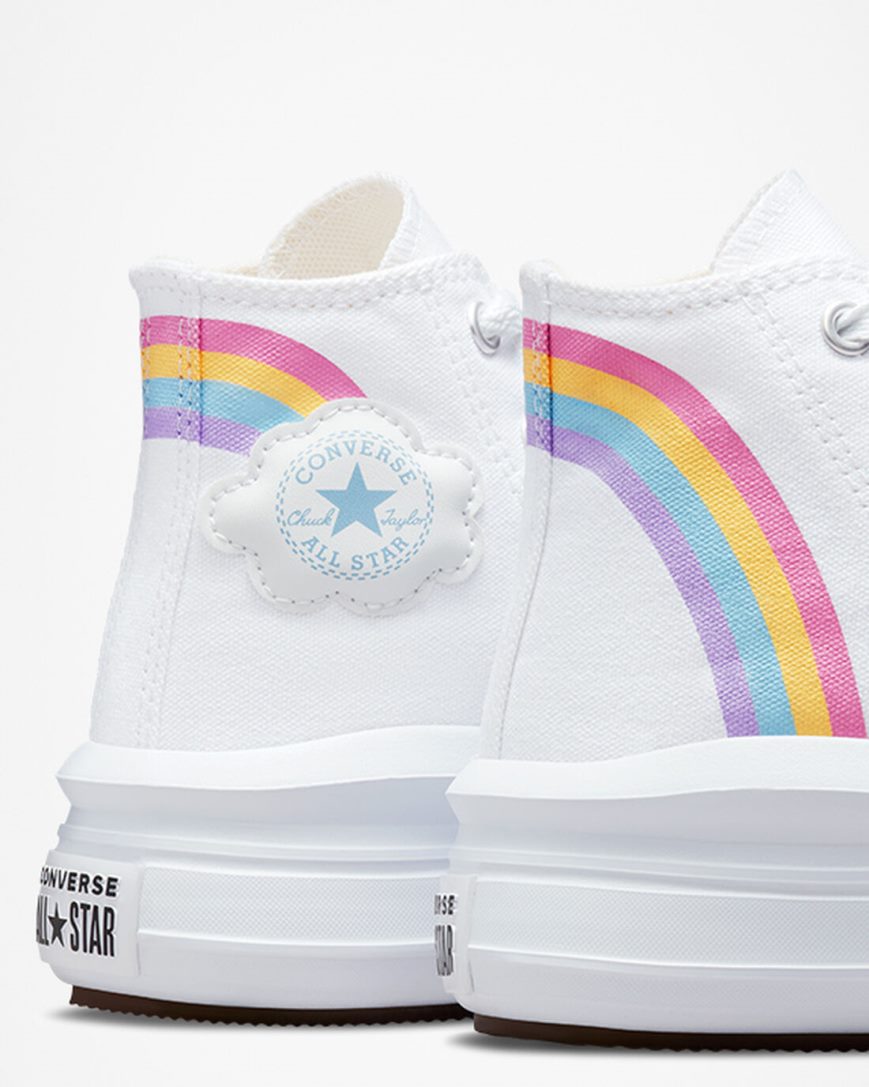 Topanky Na Platforme Converse Chuck Taylor All Star Move Rainbow Cloud Vysoke Dievcenske Biele Modre Ruzove | SK UXDSM8